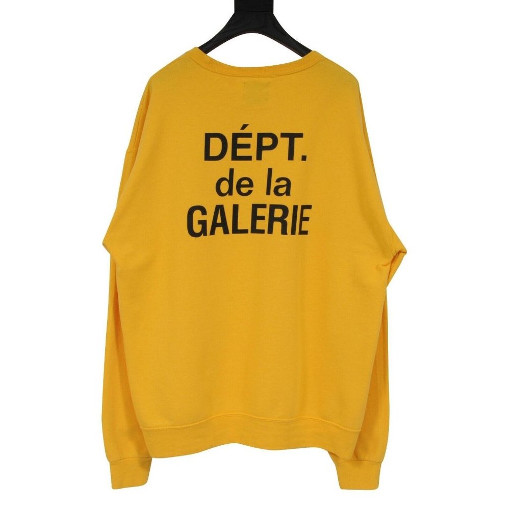 Gallery Dept. Mens French Logo Sweatshirt Medium Yellow Black Cotton Pull Over